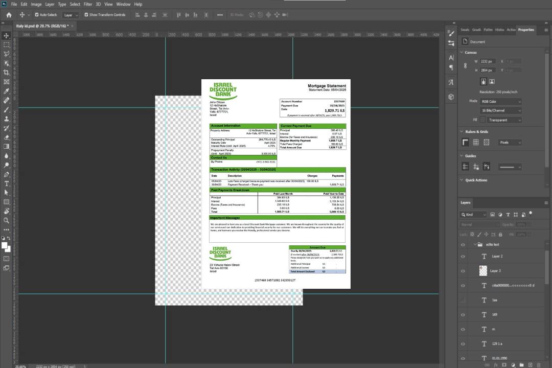 Modèle Word et PDF de relevé hypothécaire de la Israel Discount Bank template Modèle Word et PDF de relevé hypothécaire de la Israel Discount Bank template